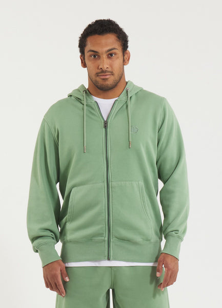 Men's Zip-up hoodie Washed Lancaster II - Sage green