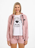 Women's zip-up hoodie French Terry La Deta - Pink