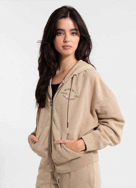 Women's zip-up hoodie Washed MANZANITA HEART - Sand