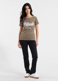 Women's T-Shirt Denim Washed ANGEL LOGO - Coyote brown
