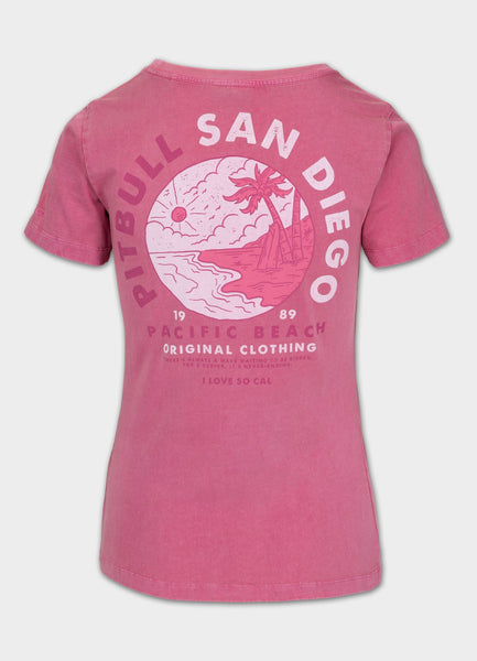 Women's T-Shirt Denim Washed PLANET SURF - Pink