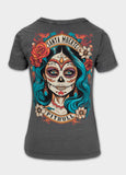 Women's T-Shirt Denim Washed SANTA MUERTE 25 - Graphite