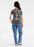 Women's T-Shirt Denim Washed SANTA MUERTE 25 - Graphite