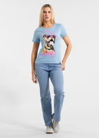 Women's T-Shirt SUNGLASSES DOG - Light blue