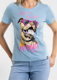 Women's T-Shirt SUNGLASSES DOG - Light blue