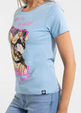 Women's T-Shirt SUNGLASSES DOG - Light blue
