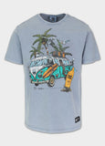 Men's T-Shirt Denim Washed OPEN BEACH - Light blue