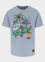 Men's T-Shirt Denim Washed OPEN BEACH - Light blue