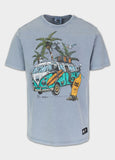 Men's T-Shirt Denim Washed OPEN BEACH - Light blue