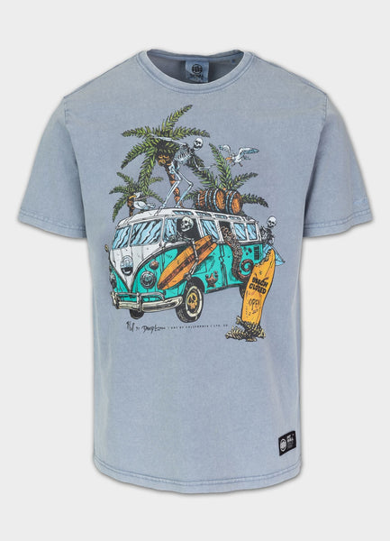 Men's T-Shirt Denim Washed OPEN BEACH - Light blue