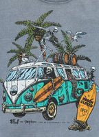 Men's T-Shirt Denim Washed OPEN BEACH - Light blue