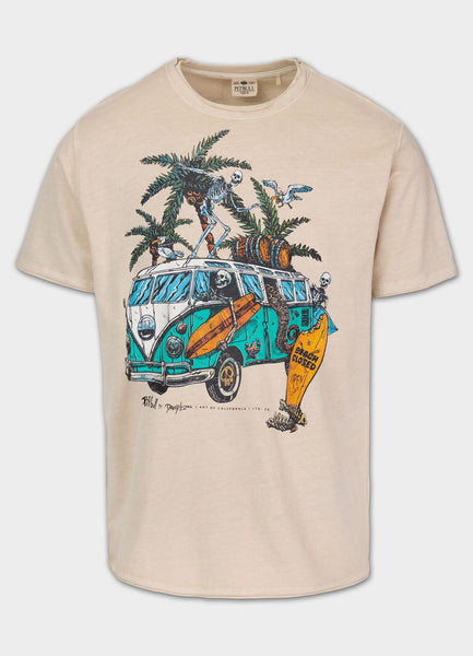 Men's T-Shirt Denim Washed Raw OPEN BEACH - Light sand