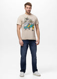Men's T-Shirt Denim Washed Raw OPEN BEACH - Light sand