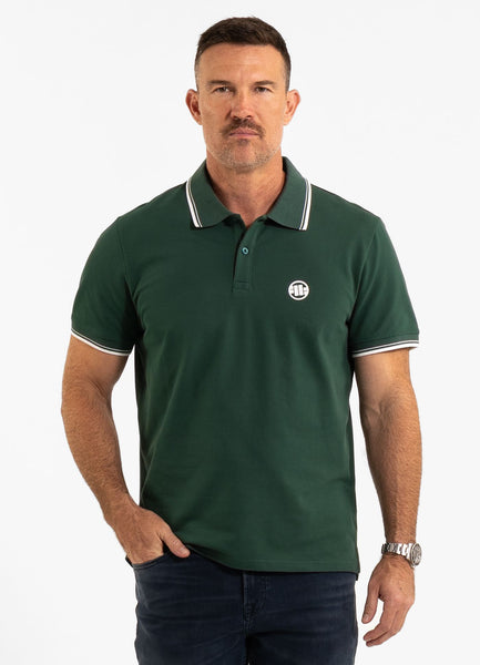 Men's Polo shirt Pique Stripes Regular - Jade green