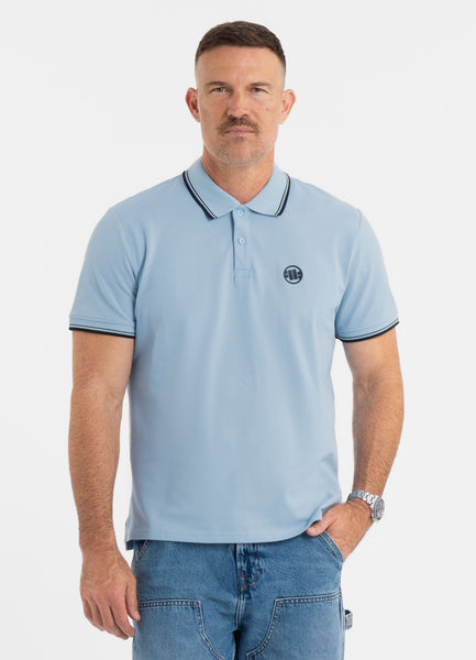 Men's Polo shirt Pique Stripes Regular - Light blue