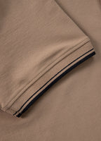 Men's Polo shirt Pique Stripes Regular - Coyote brown