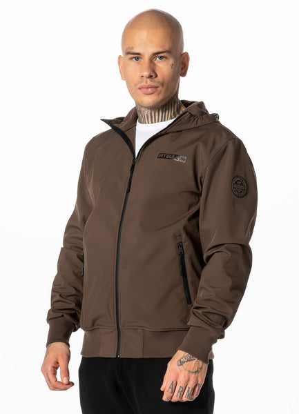 Men's hooded Softshell jacket Midway II - Dark brown