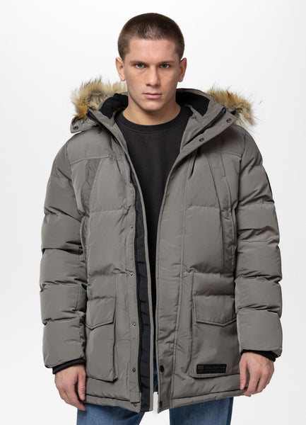 Quilted winter parka jacket with hood FOREST
