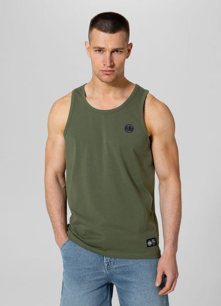 Men's Tank Top Slim Fit Small Logo - Olive