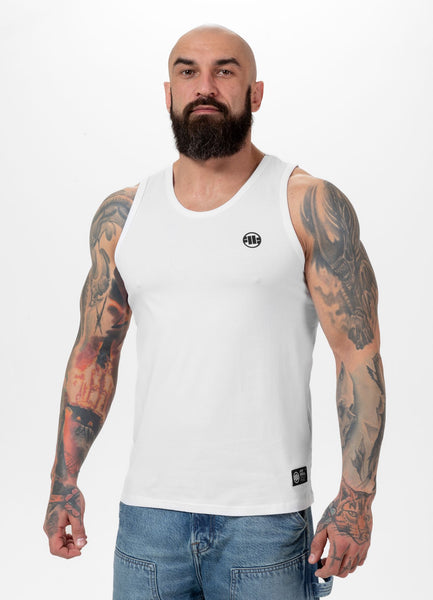 Men's Tank Top Slim Fit Small Logo - White