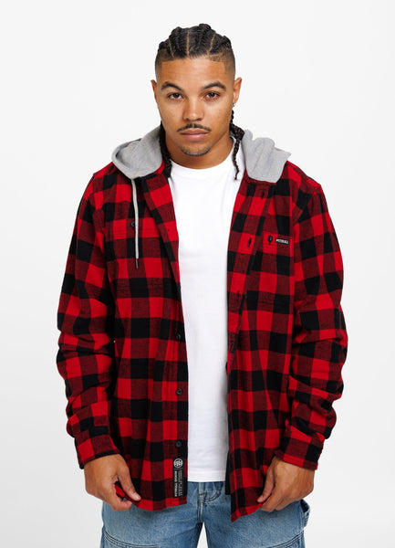 WOODSON Red/Black Hooded Flannel Shirt