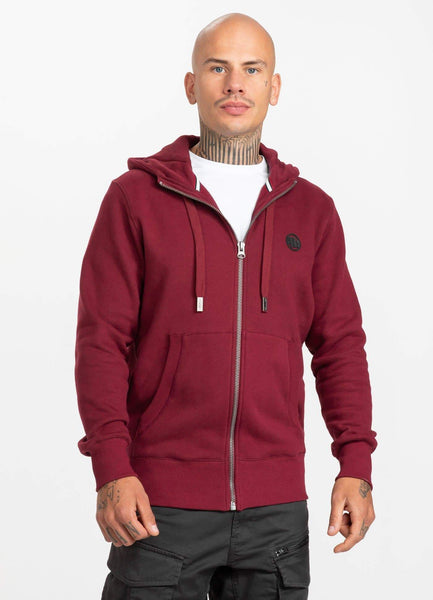 Hooded Zip SMALL LOGO Burgundy - Pitbull West Coast International Store 