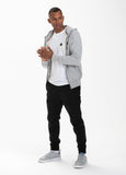 HOODED ZIP SMALL LOGO GREY MELANGE - Pitbull West Coast International Store 