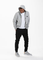 HOODED ZIP SMALL LOGO GREY MELANGE - Pitbull West Coast International Store 