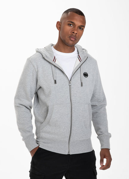 HOODED ZIP SMALL LOGO GREY MELANGE - Pitbull West Coast International Store 