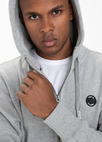 HOODED ZIP SMALL LOGO GREY MELANGE - Pitbull West Coast International Store 