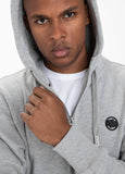 HOODED ZIP SMALL LOGO GREY MELANGE - Pitbull West Coast International Store 