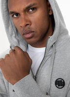 HOODED ZIP SMALL LOGO GREY MELANGE - Pitbull West Coast International Store 