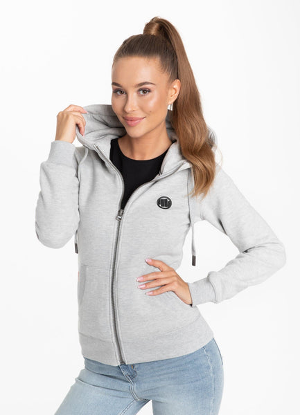 Women's hooded zip SMALL LOGO Grey - Pitbull West Coast International Store 