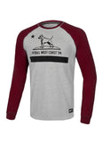 Longsleeve Heavyweight CALIFORNIA Grey/Burgundy - Pitbull West Coast  UK Store