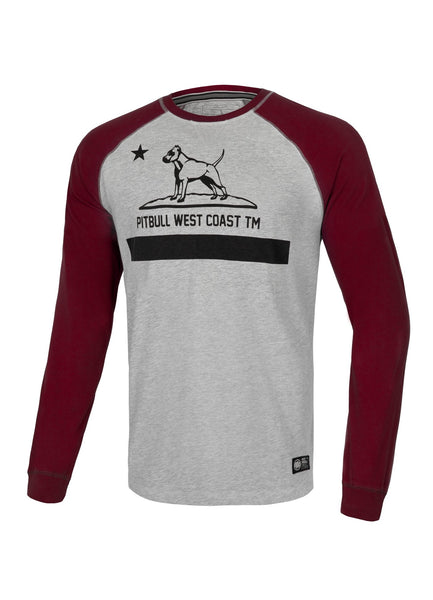 Longsleeve Heavyweight CALIFORNIA Grey/Burgundy - Pitbull West Coast  UK Store