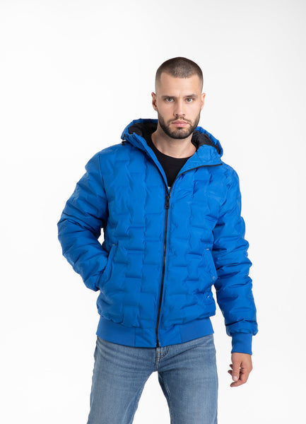 Quilted Hooded Jacket CARVER Royal Blue - Pitbull West Coast  UK Store