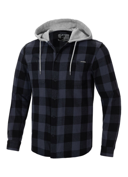 WOODSON Grey/Black Hooded Flannel Shirt